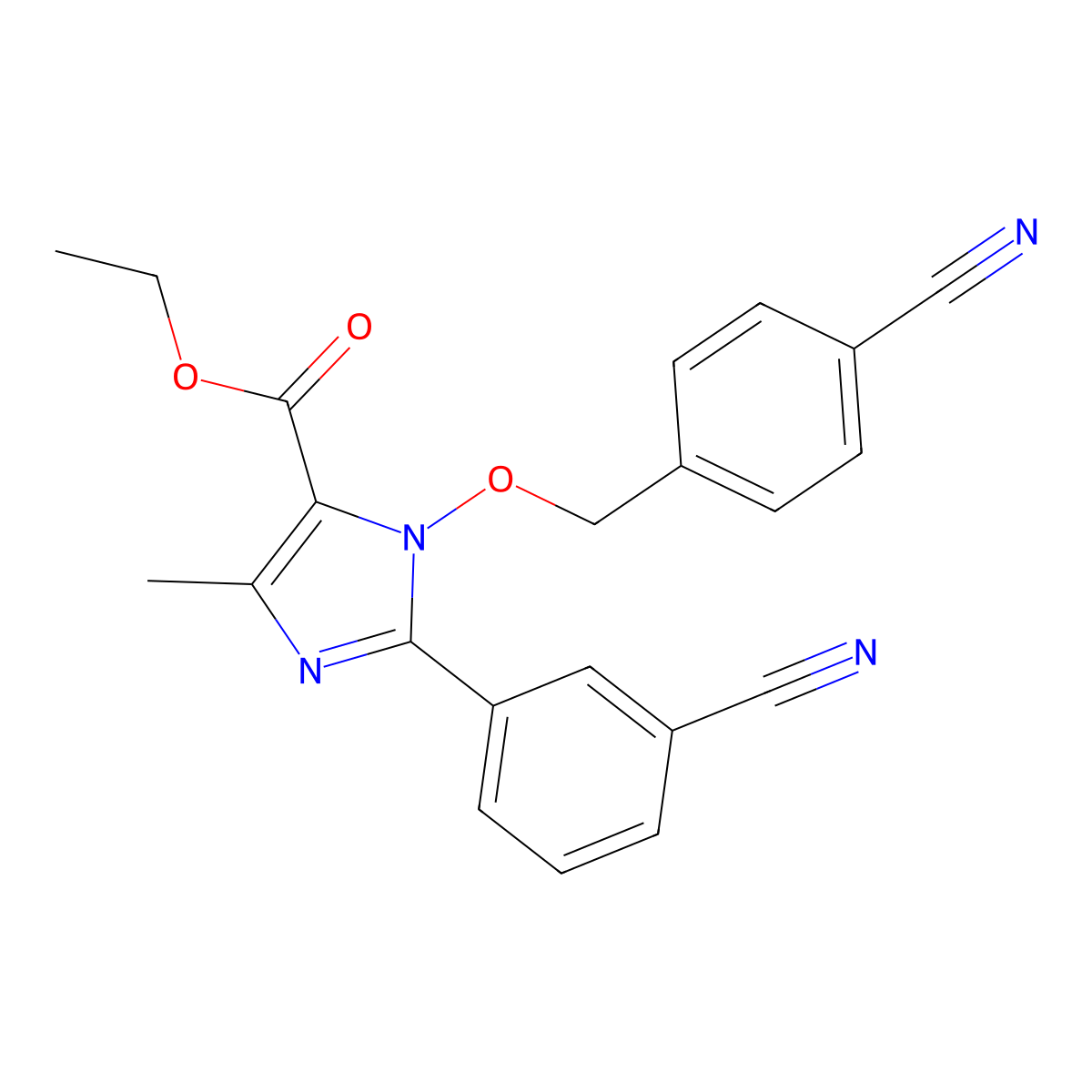 ethyl 1-[(4-cyanobenzyl)oxy]-2-(3-cyanophenyl)-4-methyl-1H-imidazole-5-carboxylate molecular structure, CAS 2738381-94-5