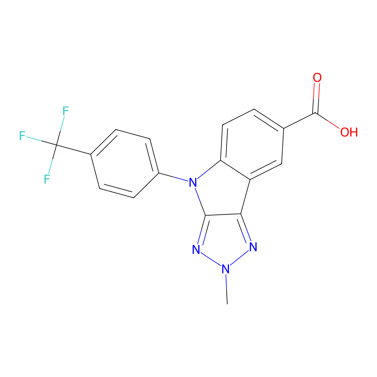 2-Methyl-4-[4-(trifluoromethyl)phenyl]-2,4-dihydro-[1,2,3]triazolo[4,5-b]indole-7-carboxylic Acid molecular structure, CAS 2738543-20-7