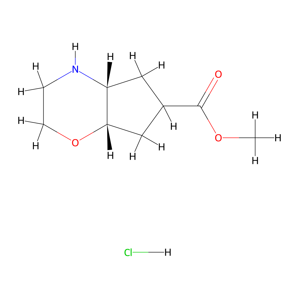 rac-methyl (4aR,7aS)-octahydrocyclopenta[b][1,4]oxazine-6-carboxylate hydrochloride molecular structure, CAS 2738600-05-8
