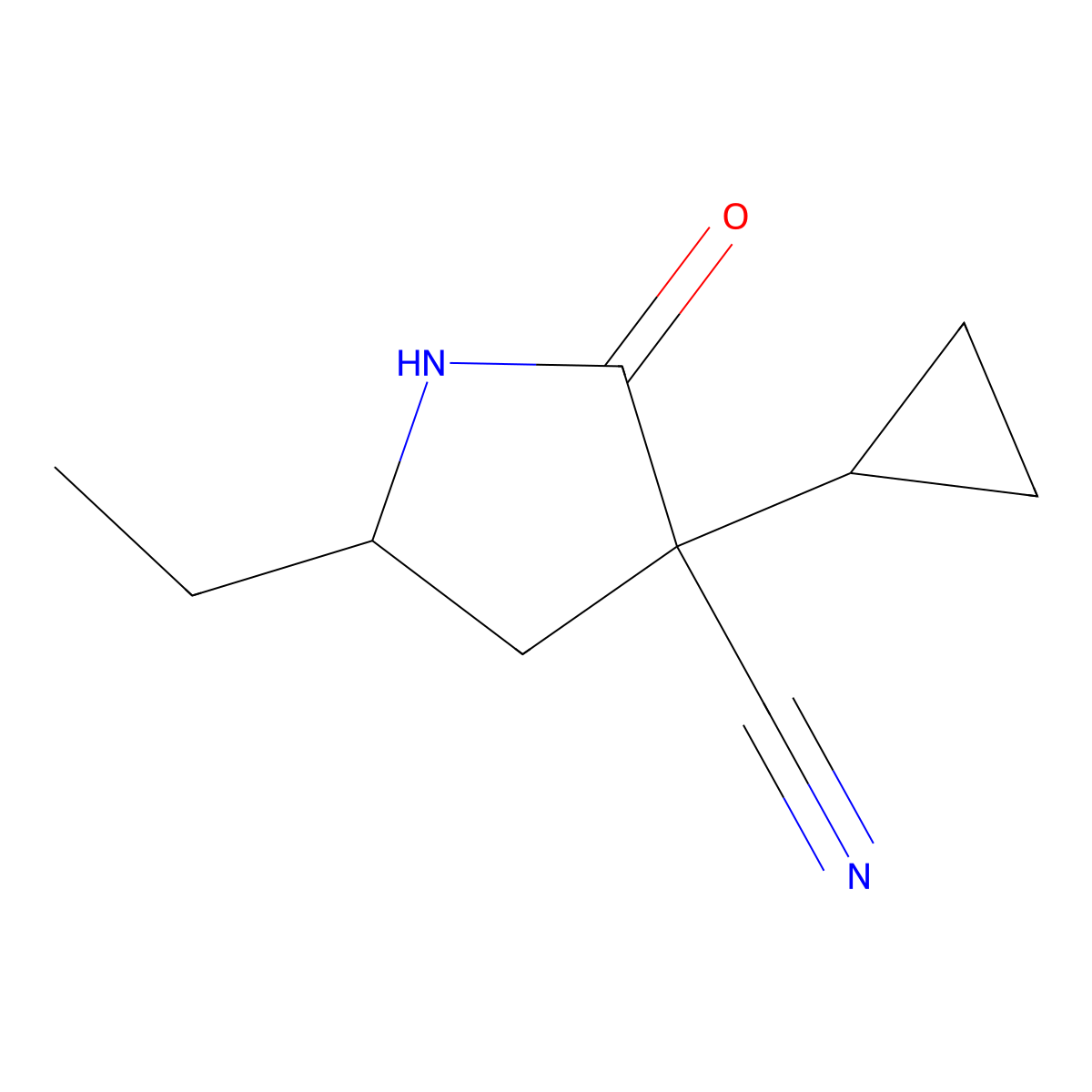 (5S)-3-Cyclopropyl-5-ethyl-2-oxo-pyrrolidine-3-carbonitrile molecular structure, CAS 2738603-32-0