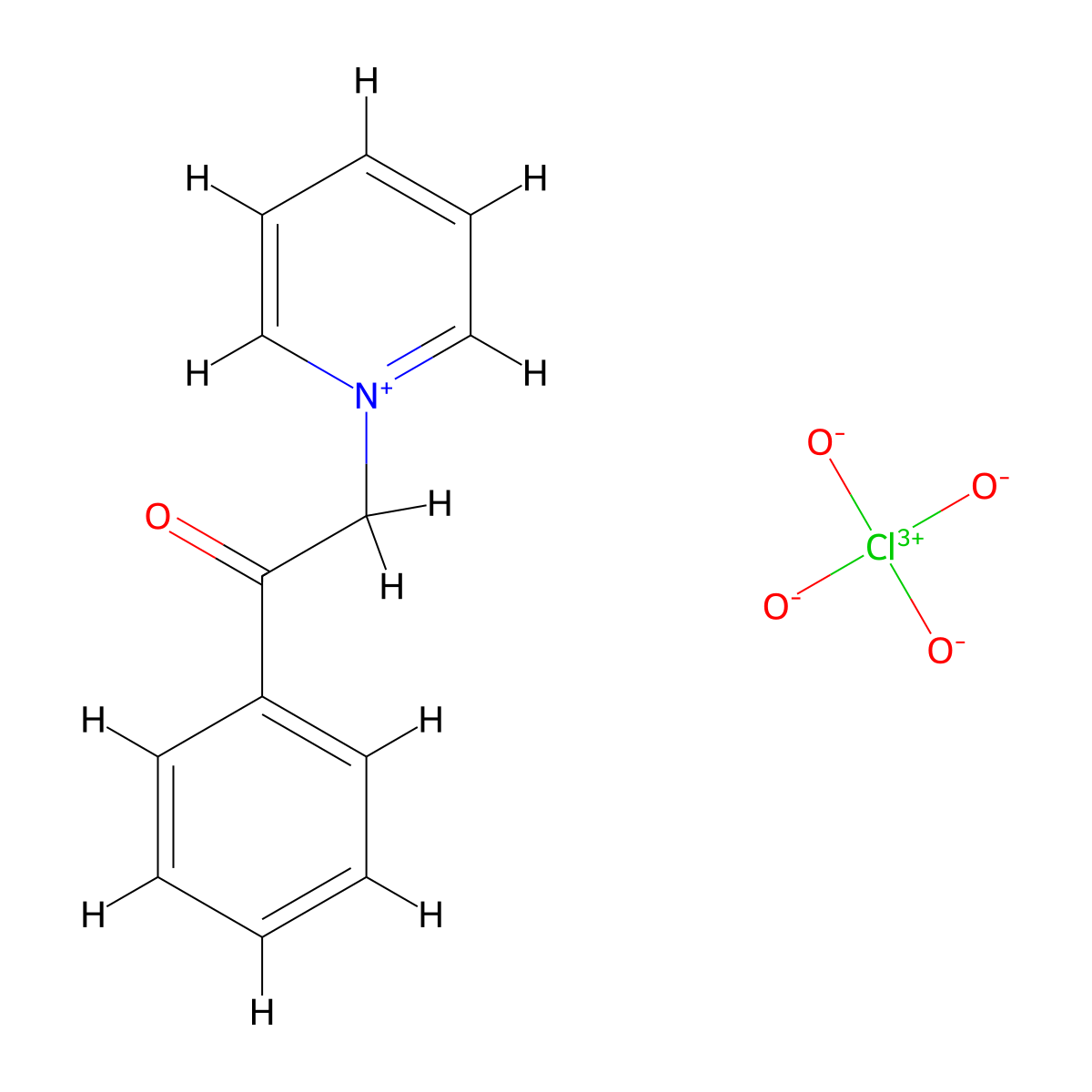 1-(2-Oxo-2-phenylethyl)pyridin-1-ium perchlorate molecular structure, CAS 27387-18-4