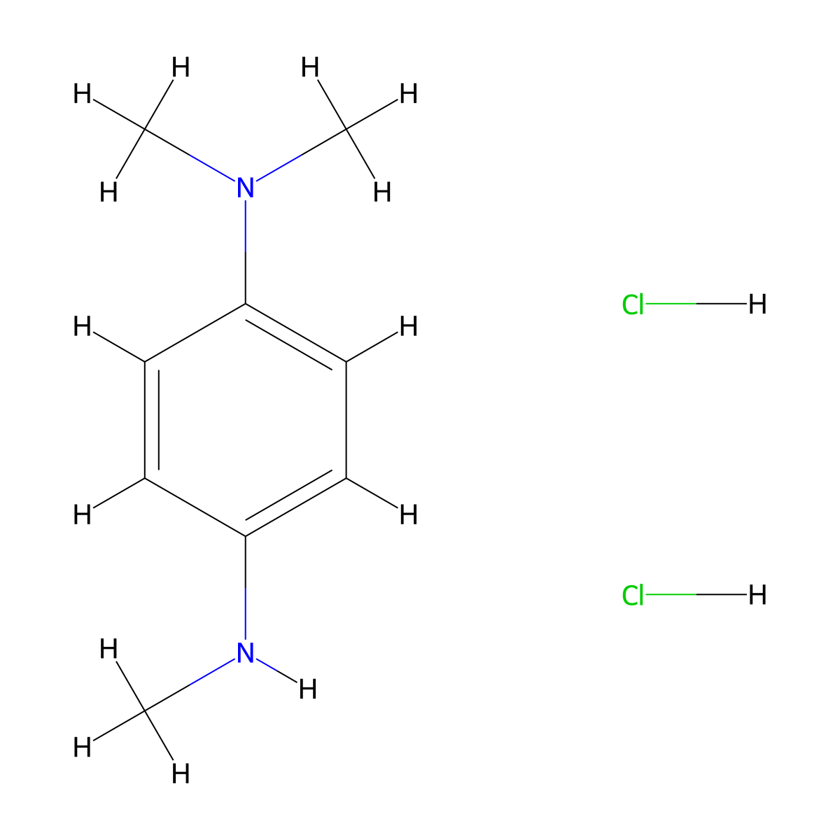 1-N,1-N,4-N-trimethylbenzene-1,4-diamine dihydrochloride molecular structure, CAS 2739-08-4