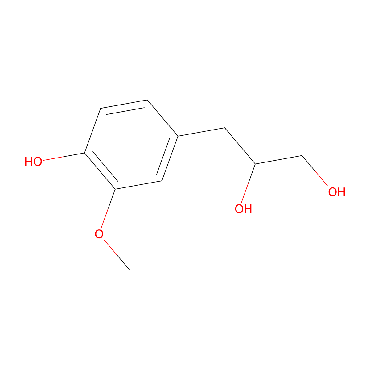 3-(4-Hydroxy-3-methoxyphenyl)-1,2-propanediol molecular structure, CAS 27391-18-0