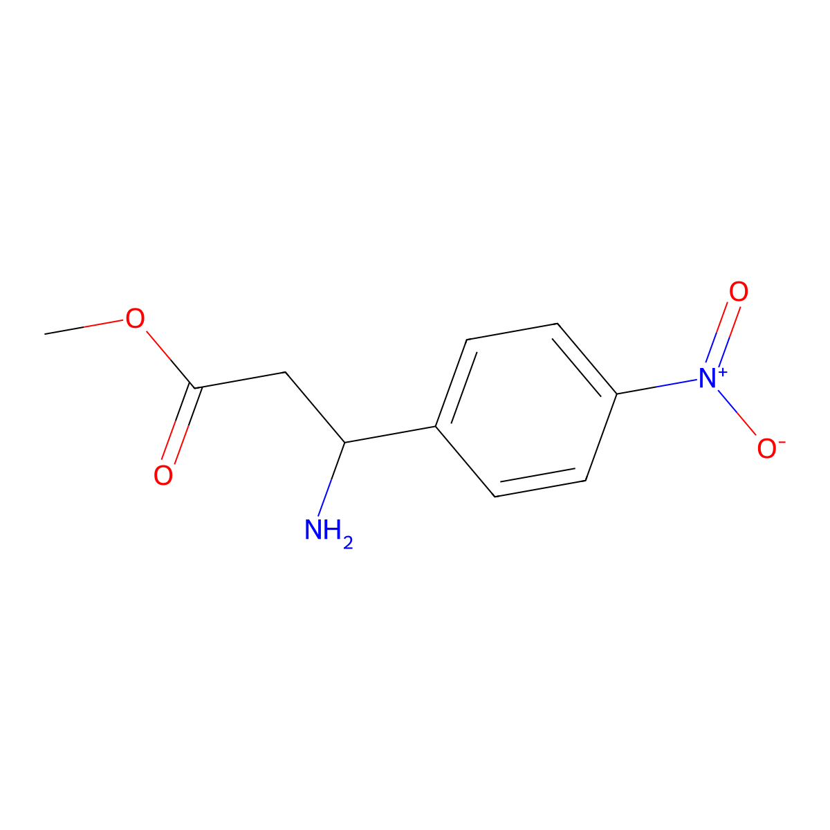 Methyl 3-amino-3-(4-nitrophenyl)propanoate molecular structure, CAS 273920-24-4