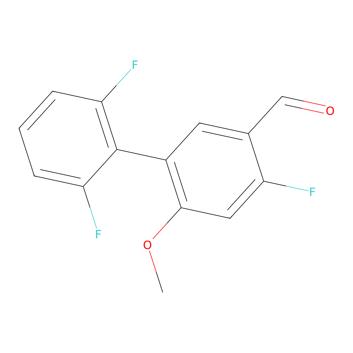 2',4,6'-Trifluoro-6-methoxy[1,1'-biphenyl]-3-carboxaldehyde molecular structure, CAS 2739684-35-4