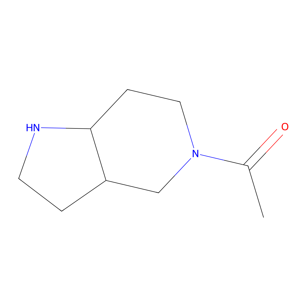 rac-1-[(3aR,7aS)-octahydro-1H-pyrrolo[3,2-c]pyridin-5-yl]ethan-1-one molecular structure, CAS 2739738-08-8