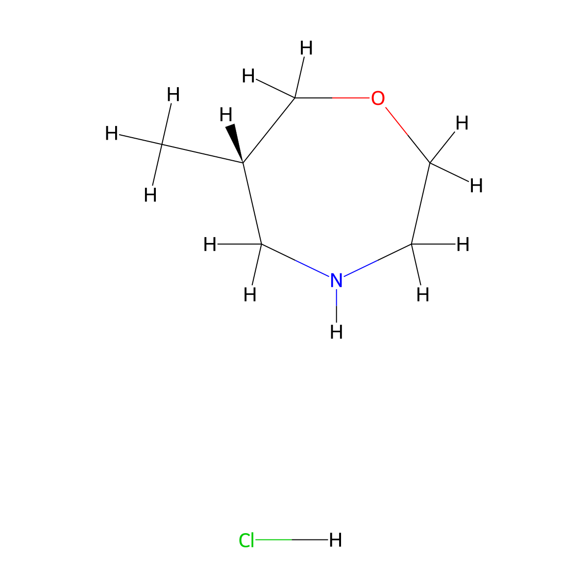 (6S)-6-methyl-1,4-oxazepane hydrochloride molecular structure, CAS 2739739-93-4