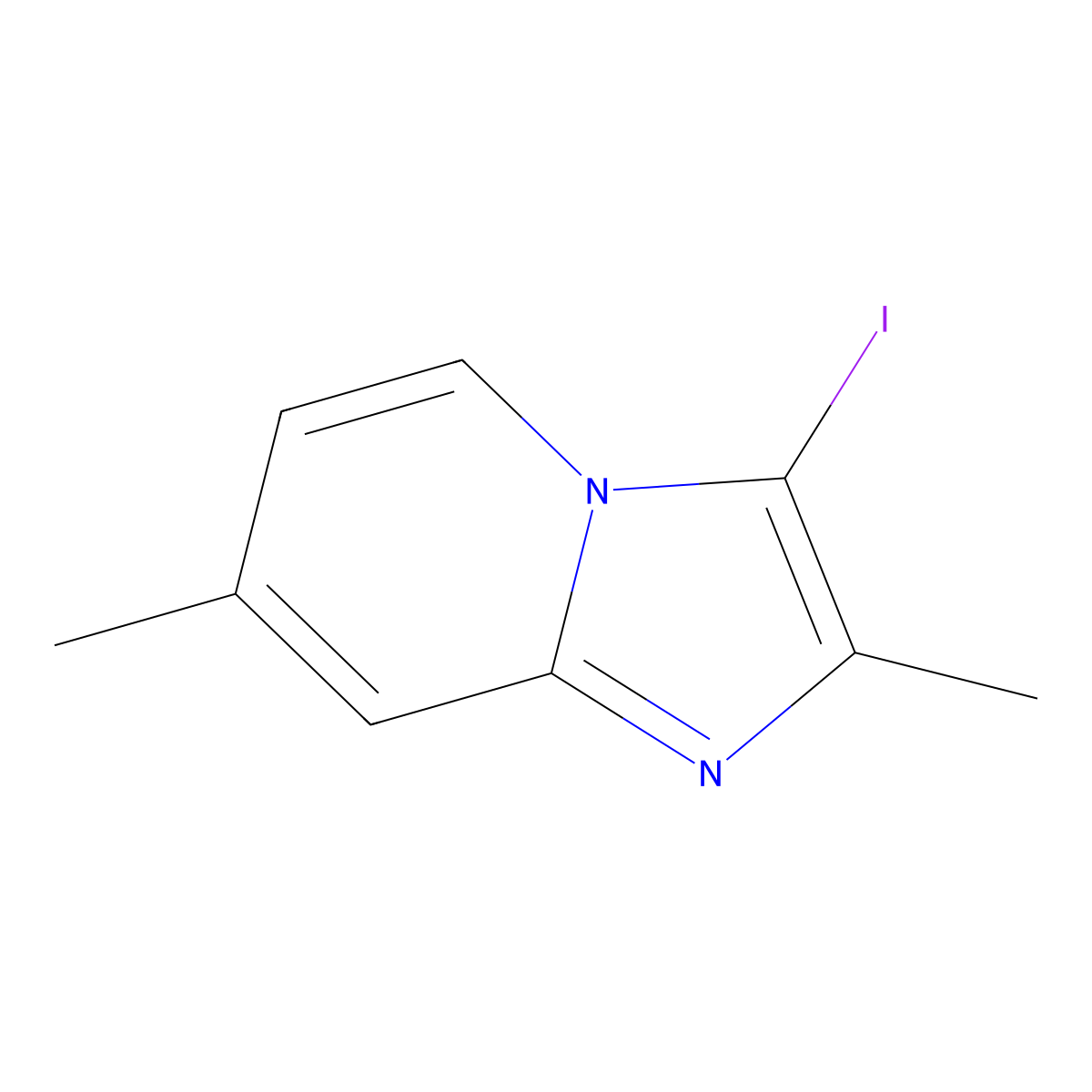 3-Iodo-2,7-dimethylimidazo[1,2-a]pyridine molecular structure, CAS 2739768-03-5