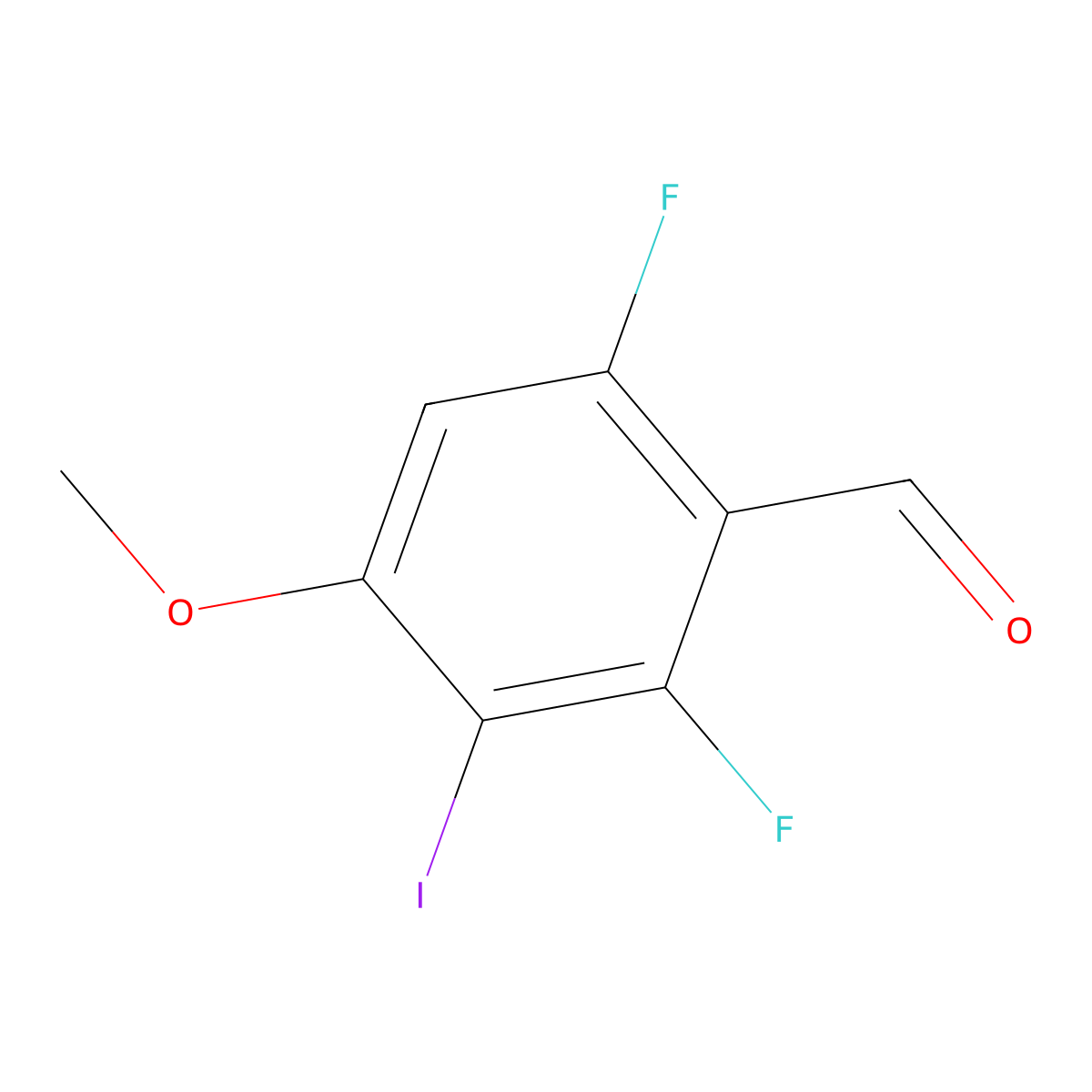 2,6-Difluoro-3-iodo-4-methoxybenzaldehyde molecular structure, CAS 2739782-17-1