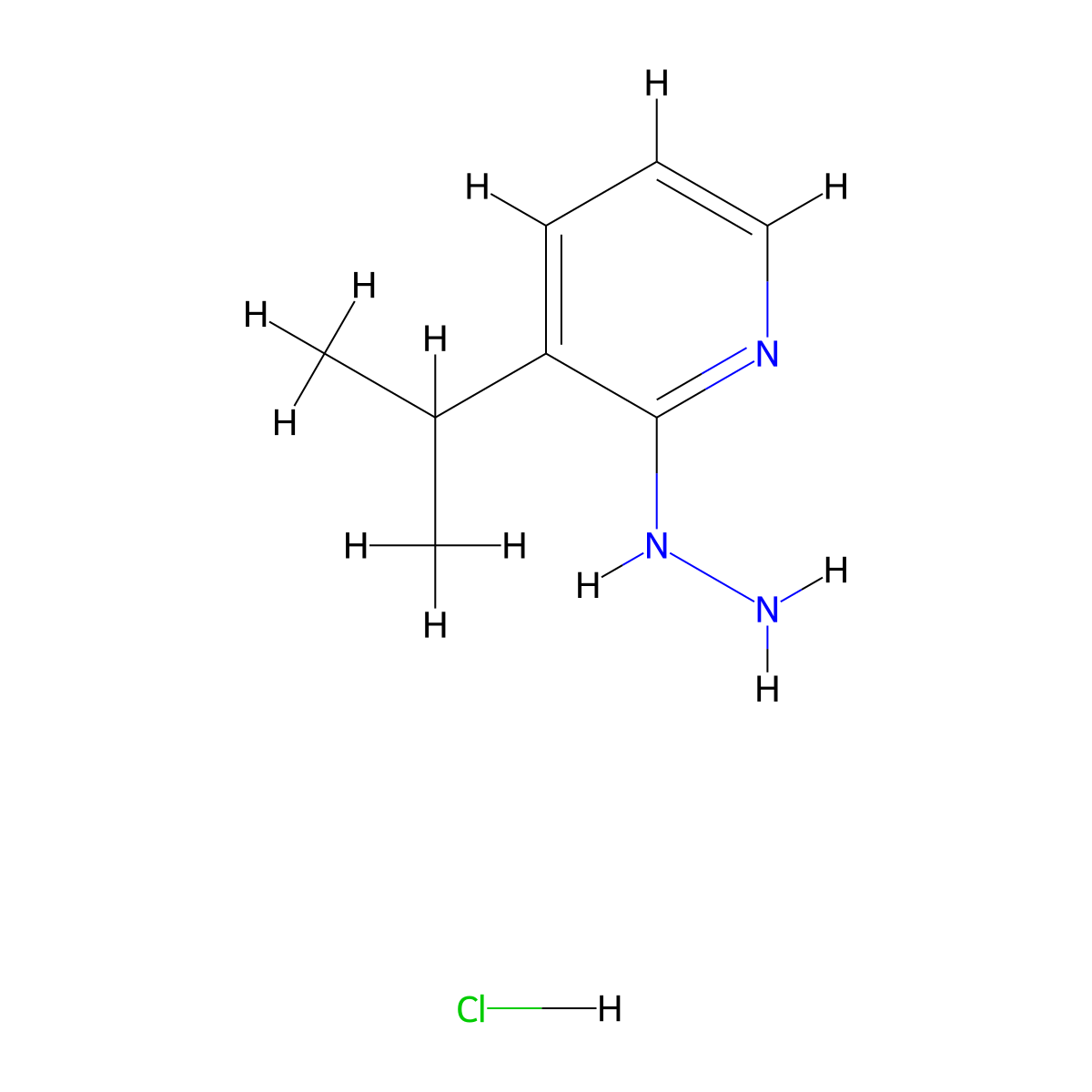 2-Hydrazinyl-3-isopropylpyridine hydrochloride molecular structure, CAS 2739791-29-6