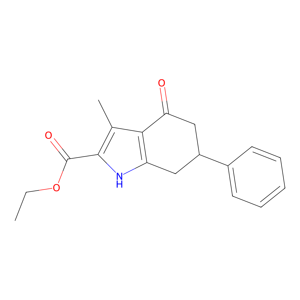 ethyl 3-methyl-4-oxo-6-phenyl-4,5,6,7-tetrahydro-1H-indole-2-carboxylate molecular structure, CAS 27398-61-4