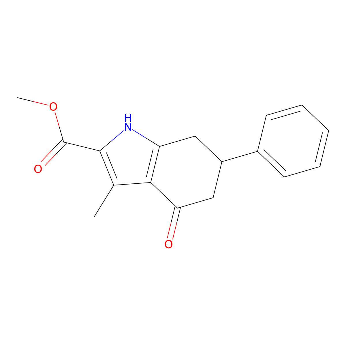 methyl 3-methyl-4-oxo-6-phenyl-4,5,6,7-tetrahydro-1H-indole-2-carboxylate molecular structure, CAS 27398-74-9