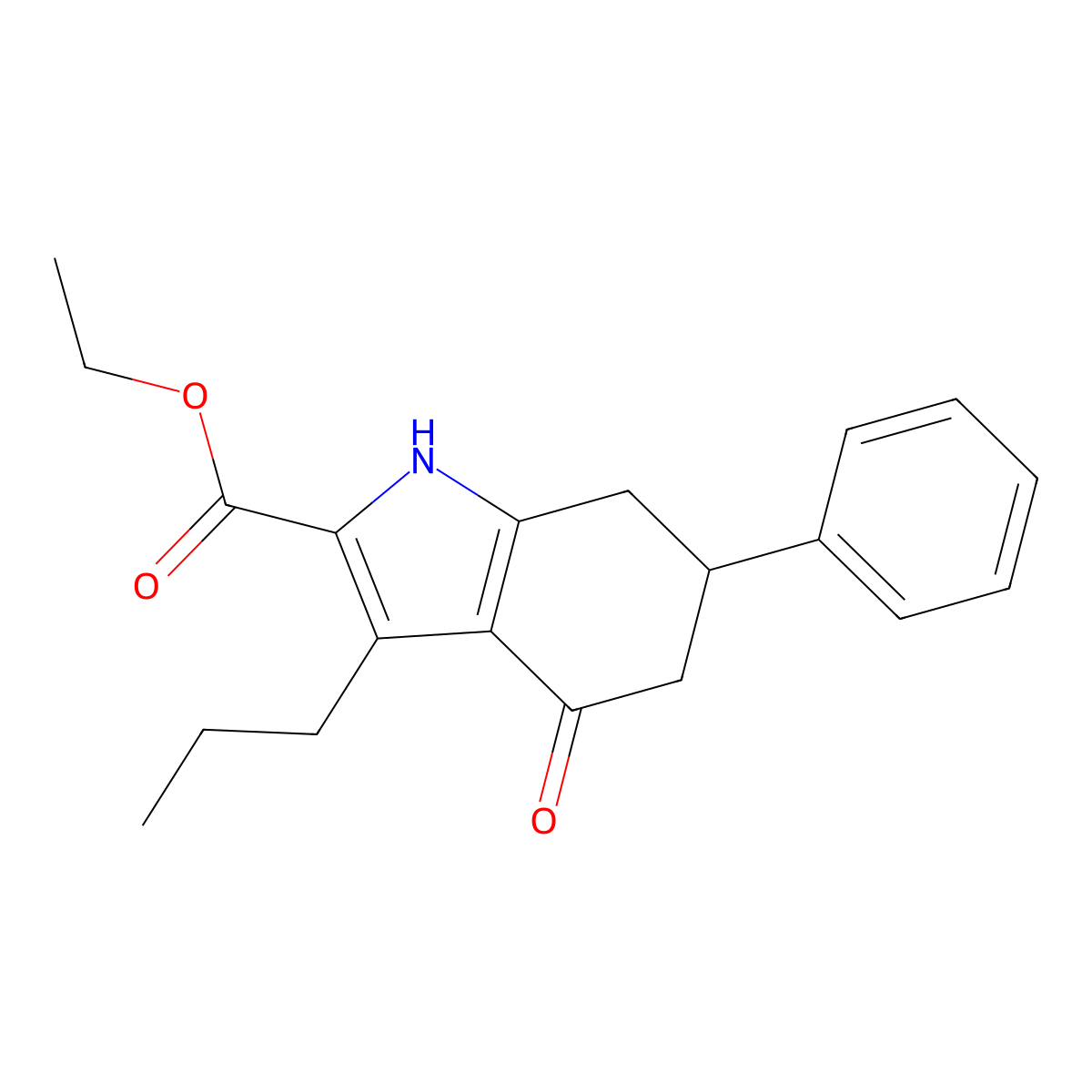 ethyl 4-oxo-6-phenyl-3-propyl-4,5,6,7-tetrahydro-1H-indole-2-carboxylate molecular structure, CAS 27398-81-8