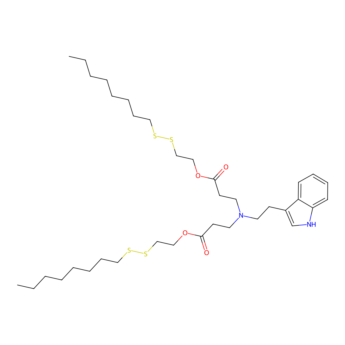 2-(octyldisulfanyl)ethyl 3-[2-(1H-indol-3-yl)ethyl-[3-[2-(octyldisulfanyl)ethoxy]-3-oxopropyl]amino]propanoate molecular structure, CAS 2739805-63-9