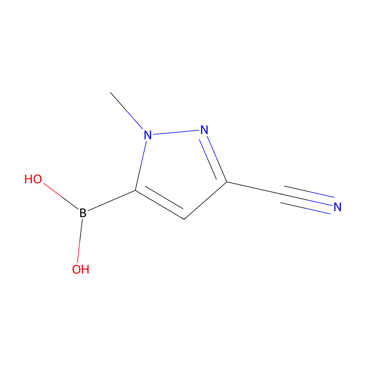 (3-Cyano-1-methyl-1H-pyrazol-5-yl)boronic acid molecular structure, CAS 2739830-29-4
