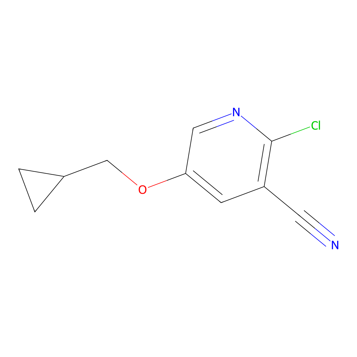 2-Chloro-5-(cyclopropylmethoxy)nicotinonitrile molecular structure, CAS 2739920-50-2