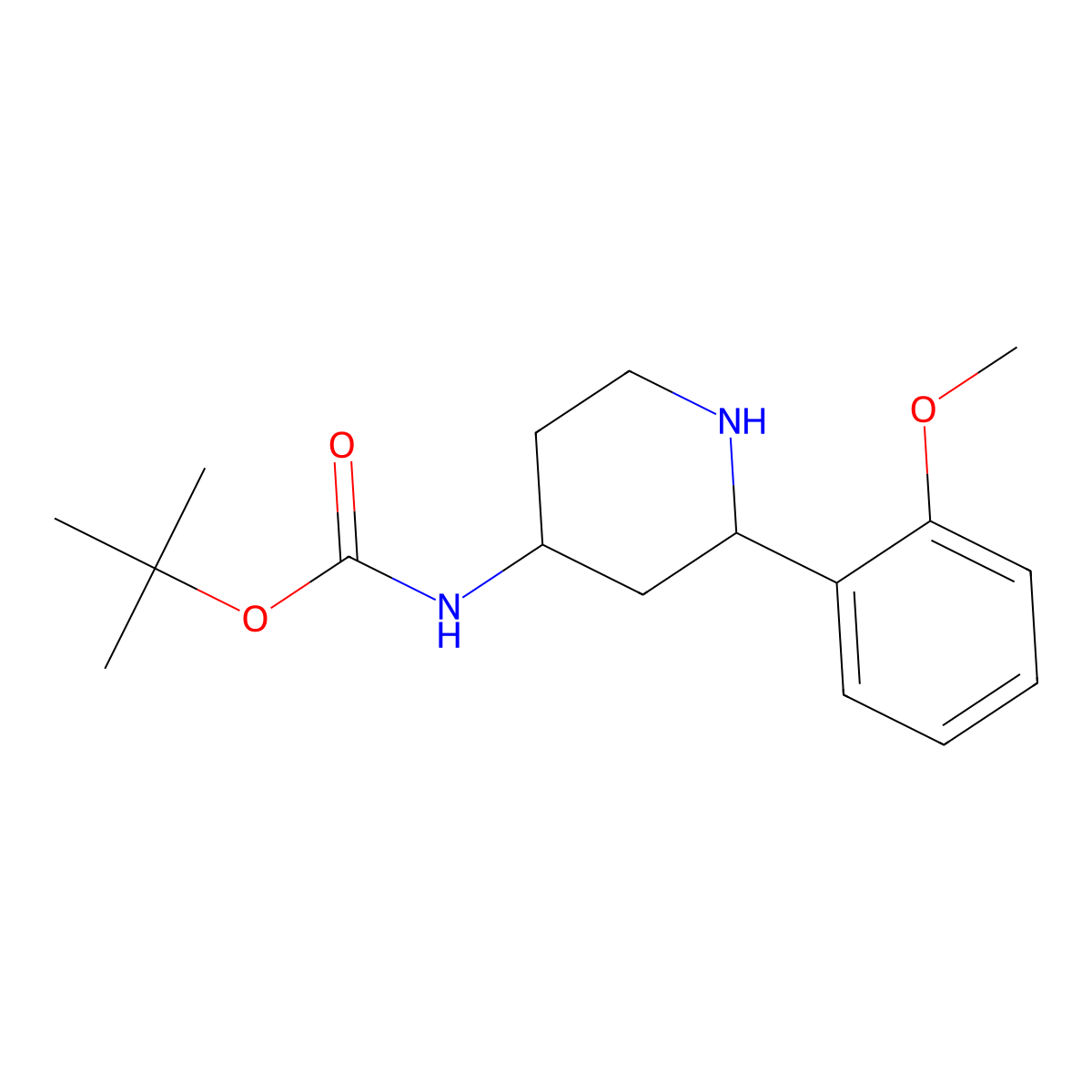rac-tert-butyl N-[(2R,4S)-2-(2-methoxyphenyl)piperidin-4-yl]carbamate molecular structure, CAS 2739944-94-4