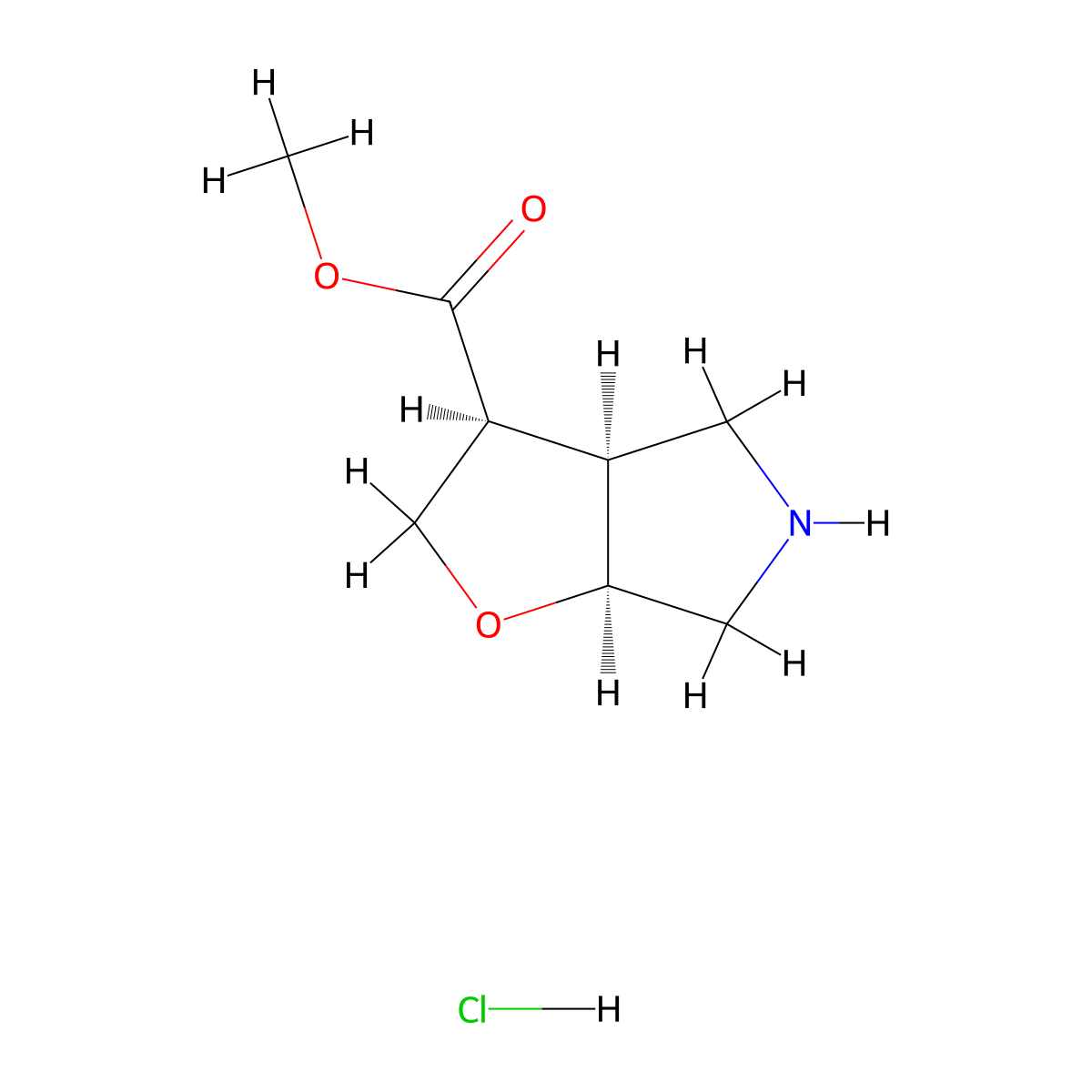 Methyl (3S,3aS,6aS)-3,3a,4,5,6,6a-hexahydro-2H-furo[2,3-c]pyrrole-3-carboxylate;hydrochloride molecular structure, CAS 2739945-03-8