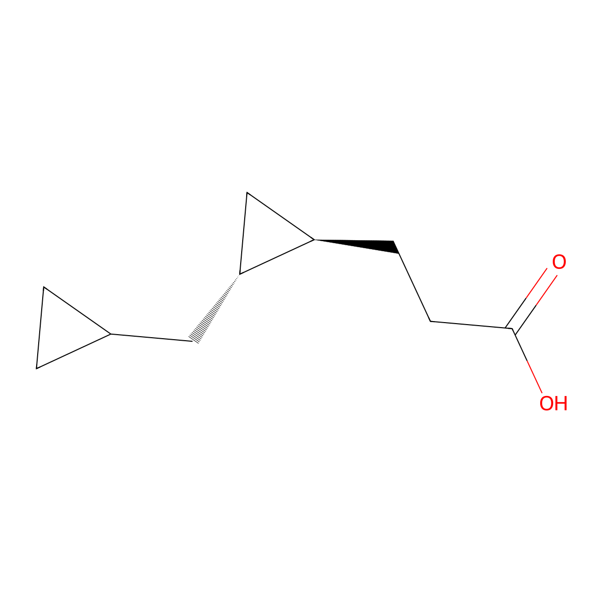 3-[(1R,2S)-2-(Cyclopropylmethyl)cyclopropyl]propanoic acid molecular structure, CAS 2739945-16-3