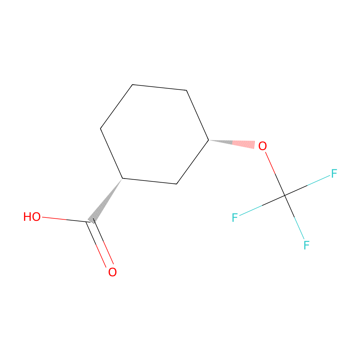 (1R,3S)-3-(Trifluoromethoxy)cyclohexane-1-carboxylic acid molecular structure, CAS 2739951-53-0