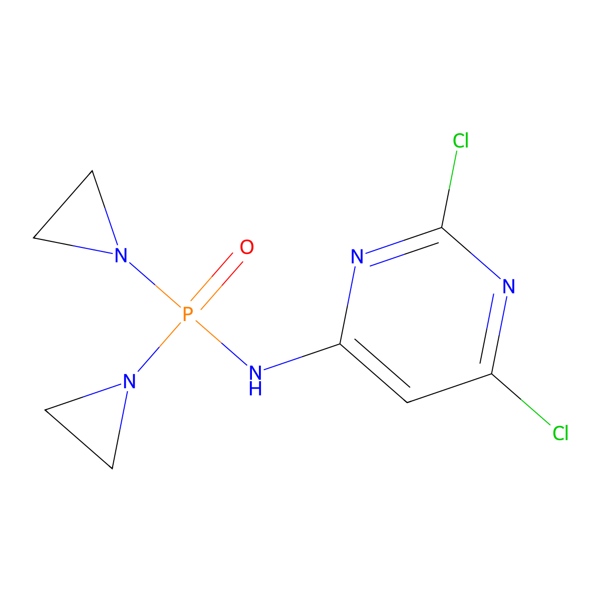 Phosphinic amide, P,P-bis(1-aziridinyl)-N-(2,6-dichloro-4-pyrimidinyl)- molecular structure, CAS 2740-08-1