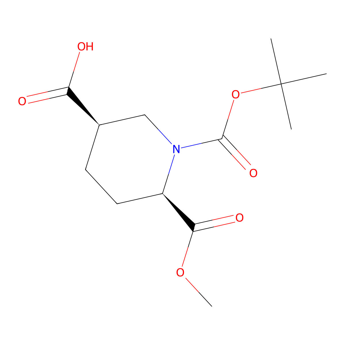 (3R,6R)-1-(tert-Butoxycarbonyl)-6-(methoxycarbonyl)piperidine-3-carboxylic acid molecular structure, CAS 2740029-18-7