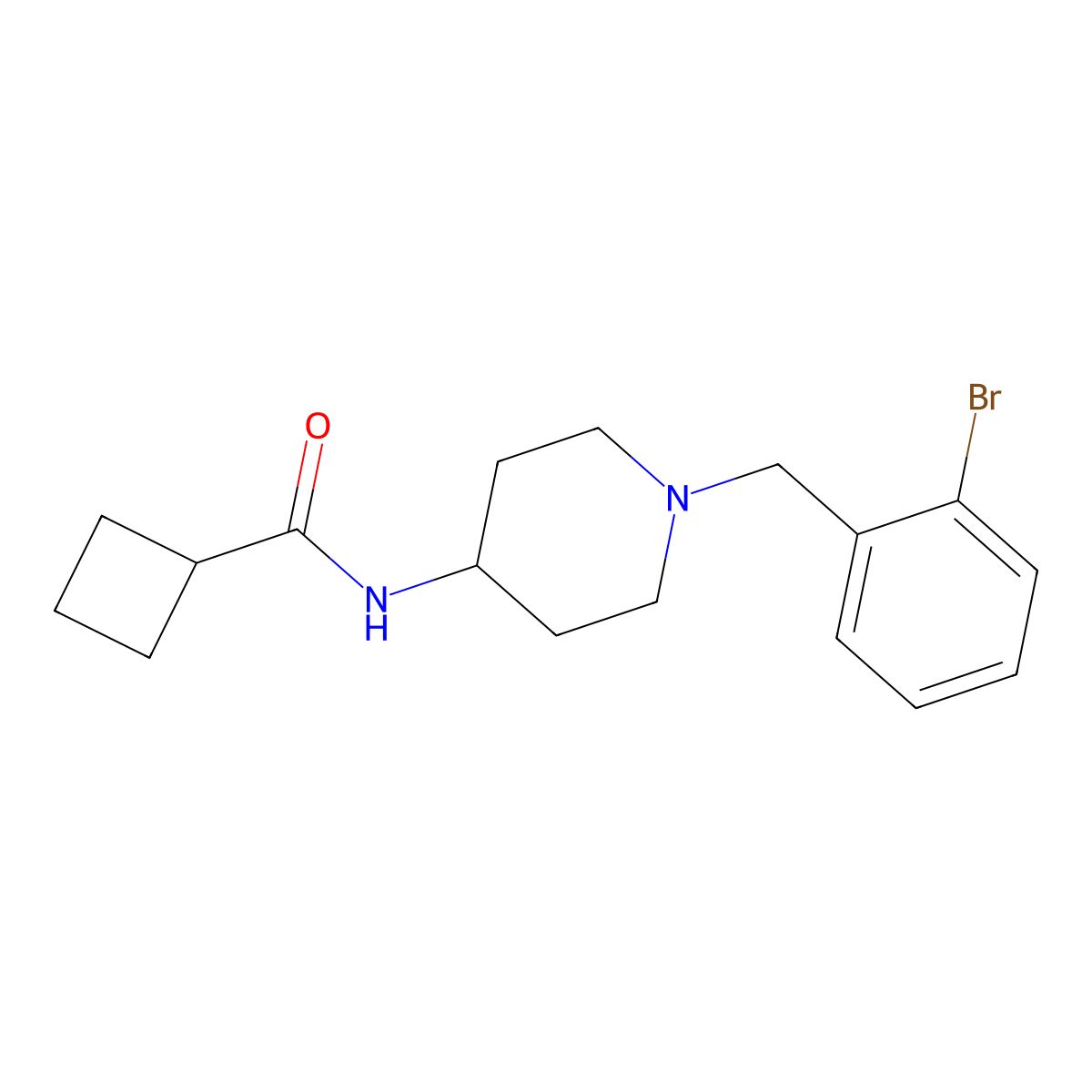 N-{1-[(2-bromophenyl)methyl]piperidin-4-yl}cyclobutanecarboxamide molecular structure, CAS 2740087-88-9
