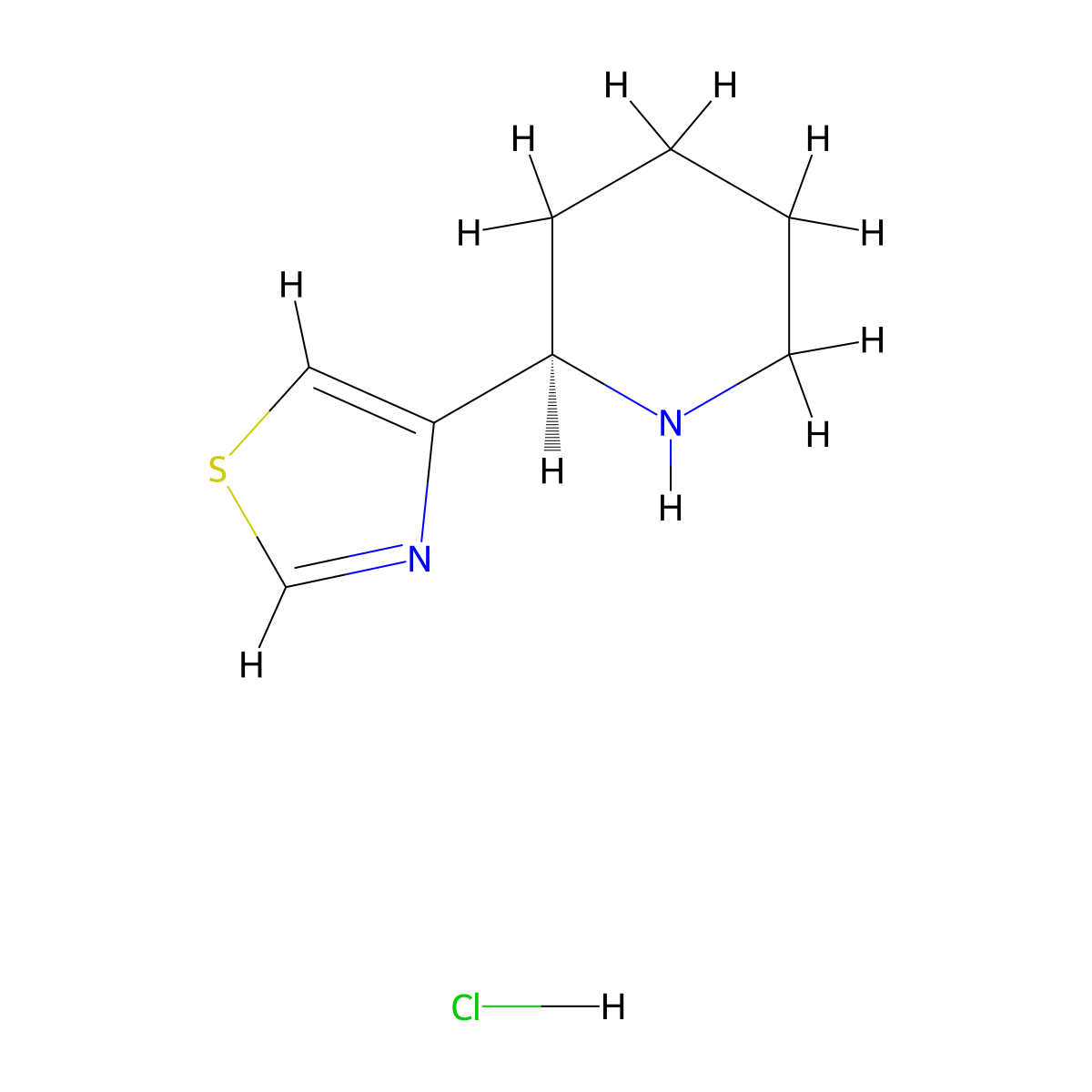 (R)-4-(piperidin-2-yl)thiazole hydrochloride molecular structure, CAS 2740109-24-2