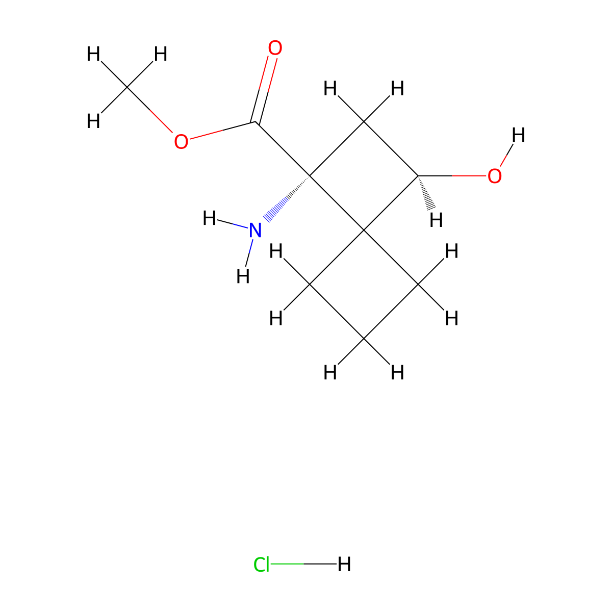 rac-methyl (1R,3R)-1-amino-3-hydroxyspiro[3.3]heptane-1-carboxylate hydrochloride molecular structure, CAS 2740218-83-9