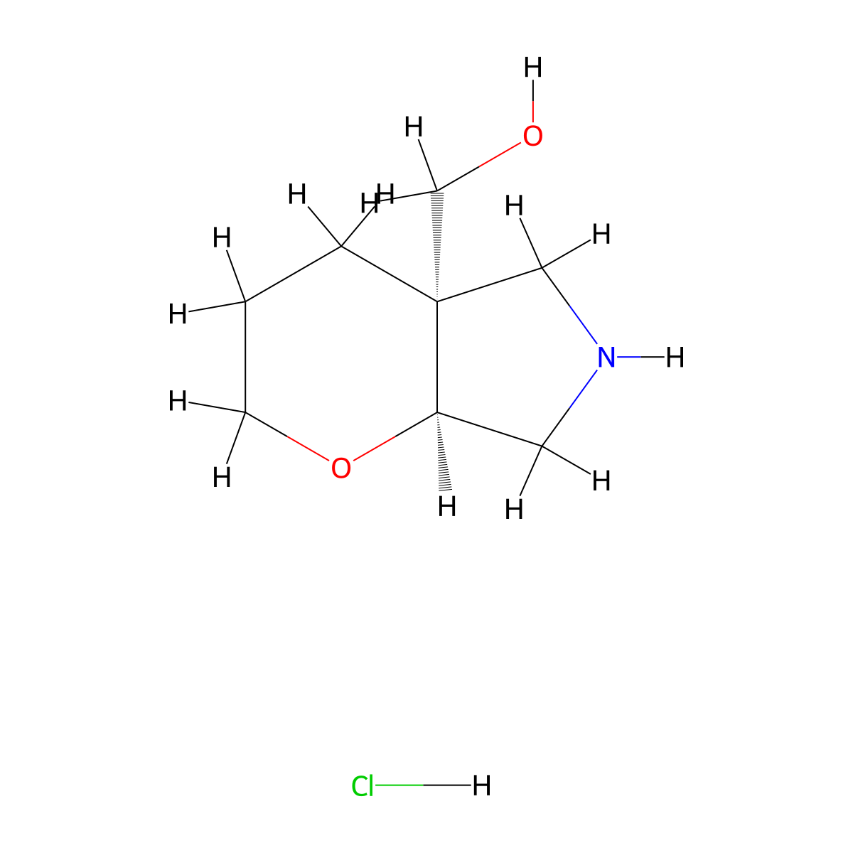 rac-((4aR,7aR)-octahydropyrano(2,3-c)pyrrol-4a-yl)methanol hydrochloride molecular structure, CAS 2740236-80-8