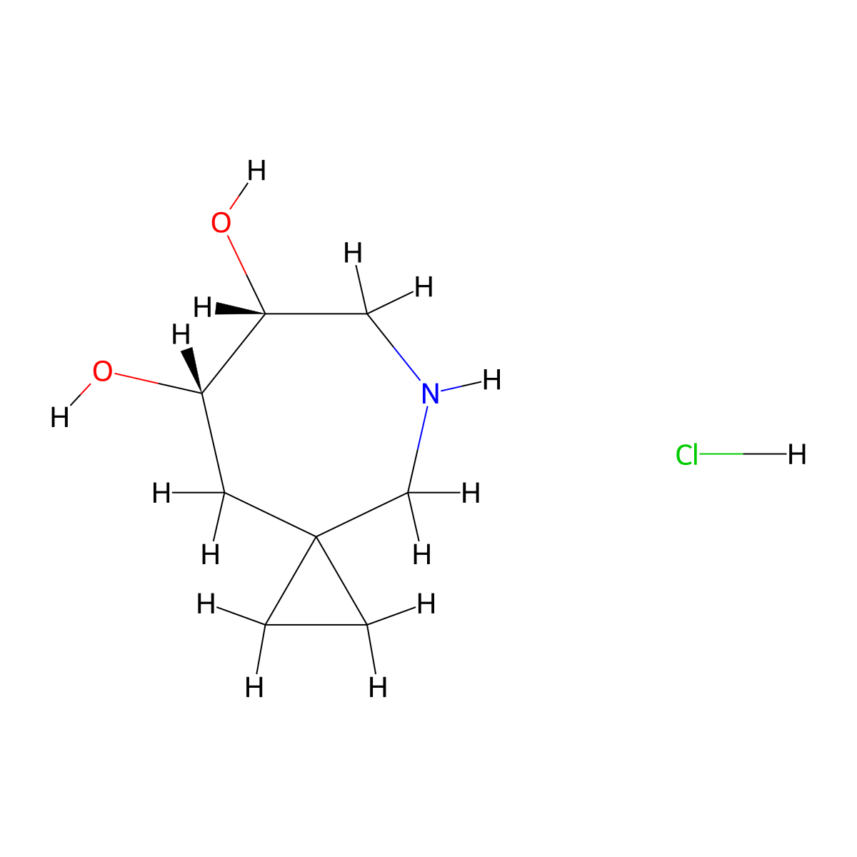 rac-(7R,8S)-5-azaspiro[2.6]nonane-7,8-diol hydrochloride molecular structure, CAS 2740348-60-9