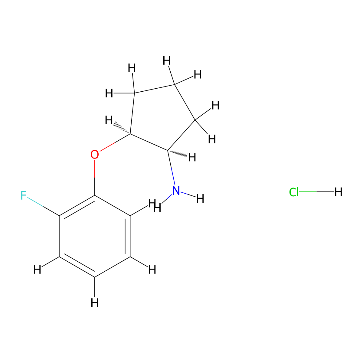 (1R,2S)-2-(2-Fluorophenoxy)cyclopentan-1-amine;hydrochloride molecular structure, CAS 2740358-74-9