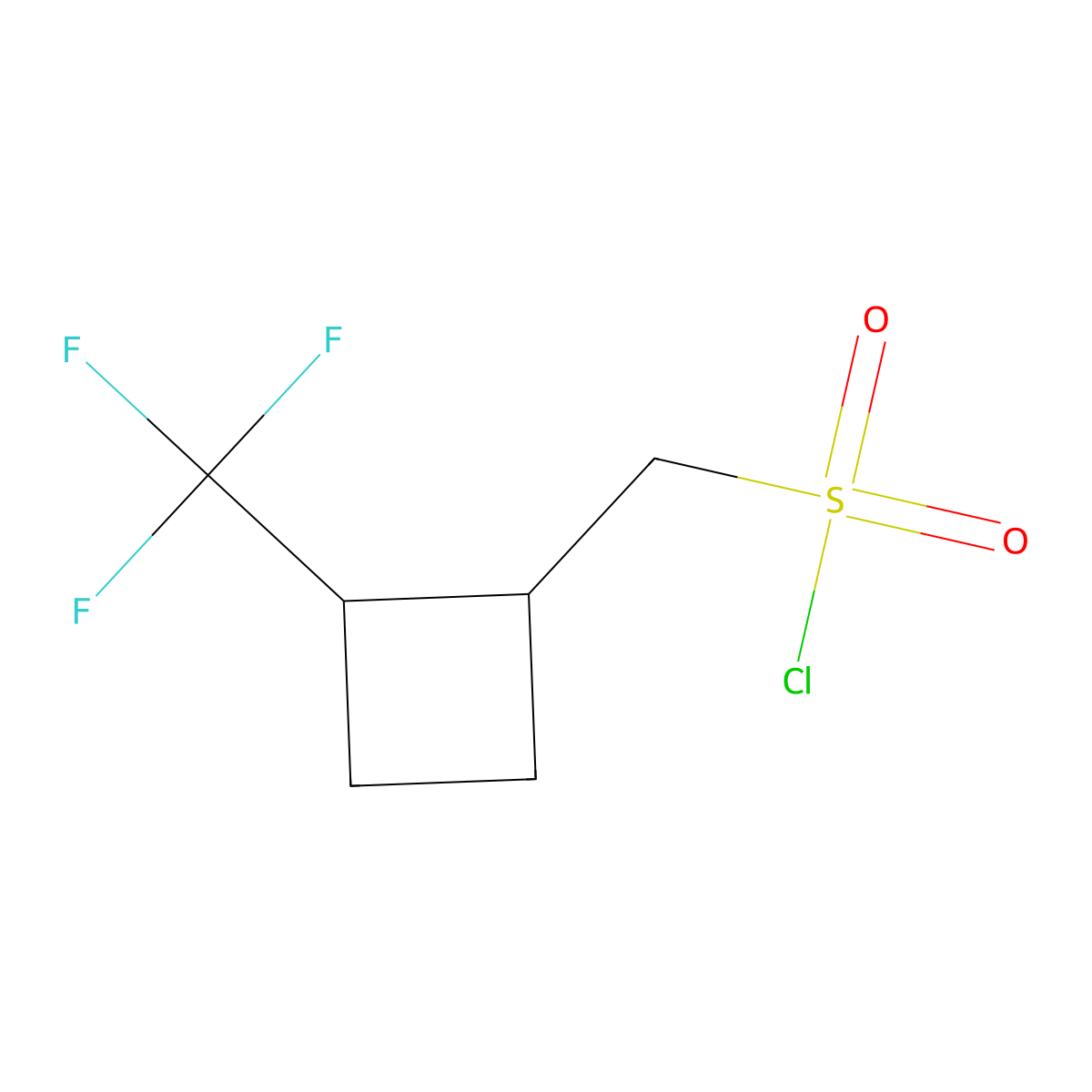 rac-((1R,2R)-2-(trifluoromethyl)cyclobutyl)methanesulfonyl chloride molecular structure, CAS 2740381-72-8