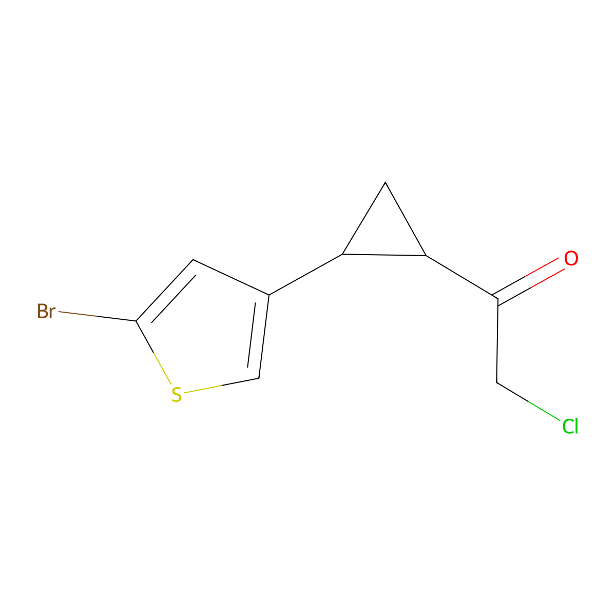 rac-1-[(1R,2R)-2-(5-bromothiophen-3-yl)cyclopropyl]-2-chloroethan-1-one molecular structure, CAS 2740385-89-9