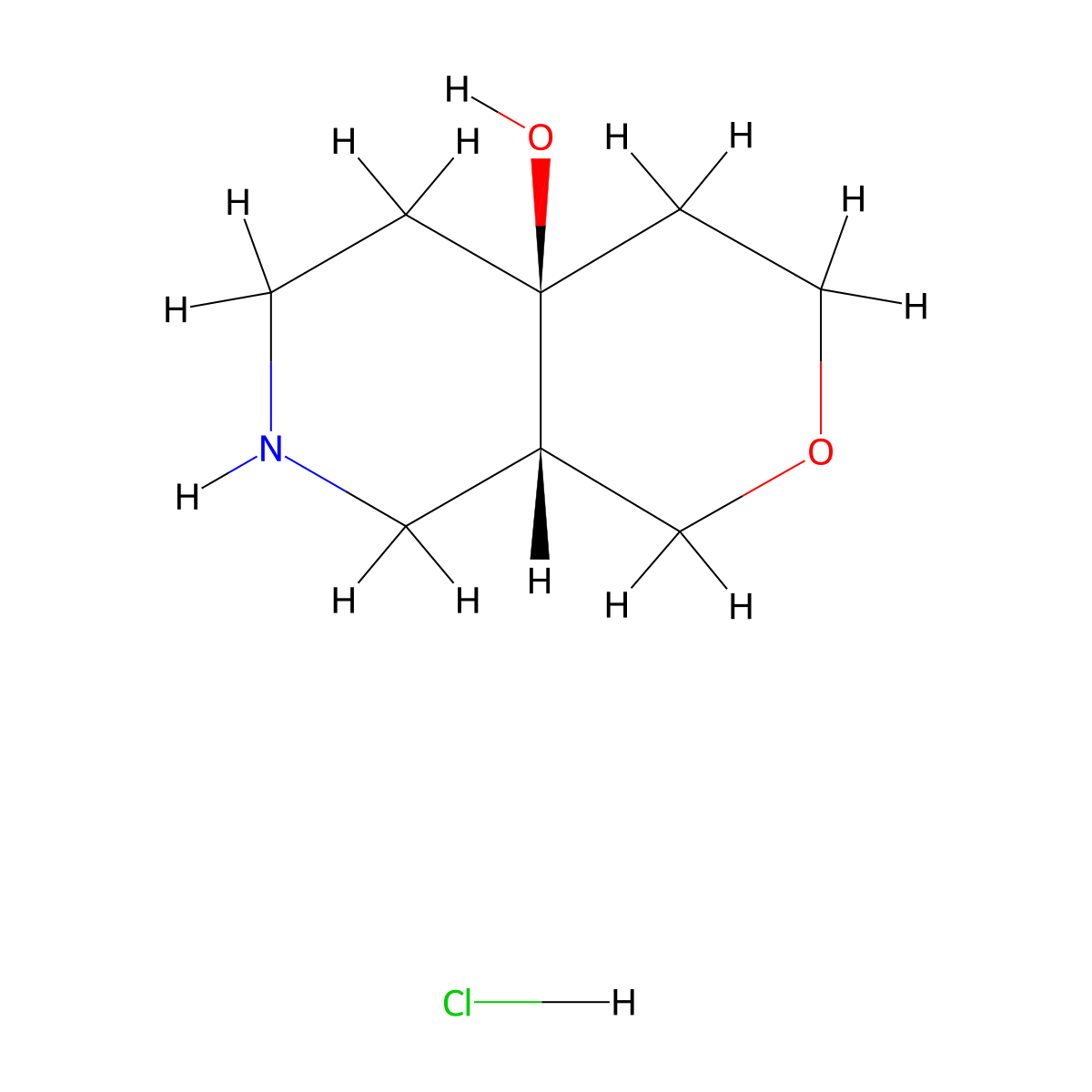 rac-(4aR,8aR)-octahydro-1H-pyrano[3,4-c]pyridin-4a-ol hydrochloride molecular structure, CAS 2740386-06-3