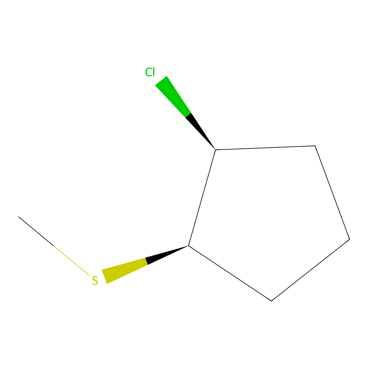 rac-(1R,2S)-1-chloro-2-(methylsulfanyl)cyclopentane molecular structure, CAS 2740394-53-8