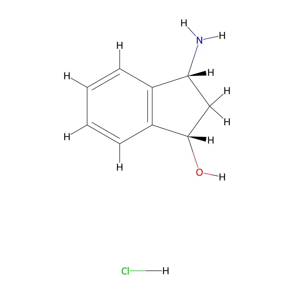 rac-(1R,3S)-3-amino-2,3-dihydro-1H-inden-1-ol hydrochloride molecular structure, CAS 2740394-54-9