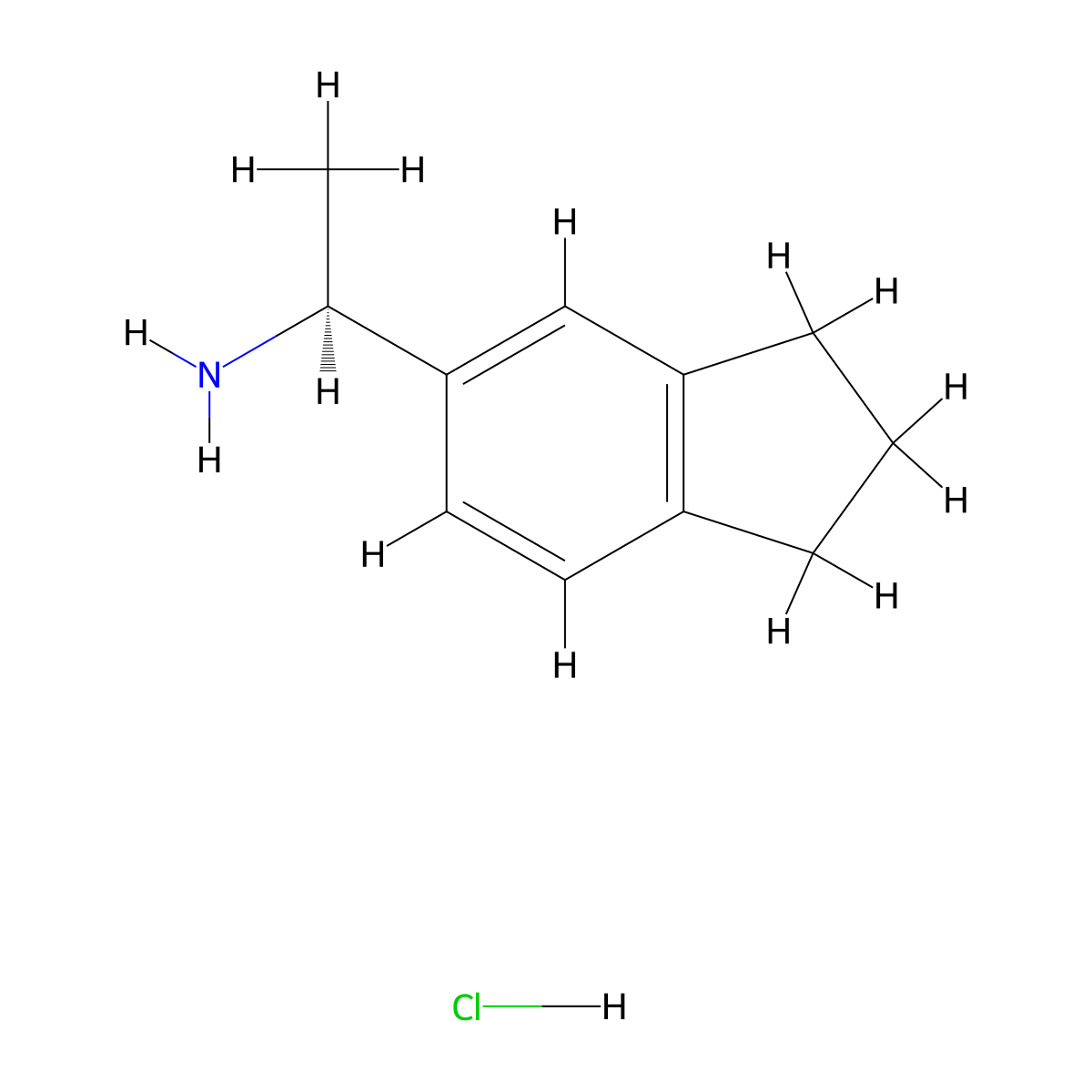 (S)-1-(2,3-Dihydro-1H-inden-5-yl)ethan-1-amine hydrochloride molecular structure, CAS 2740396-41-0