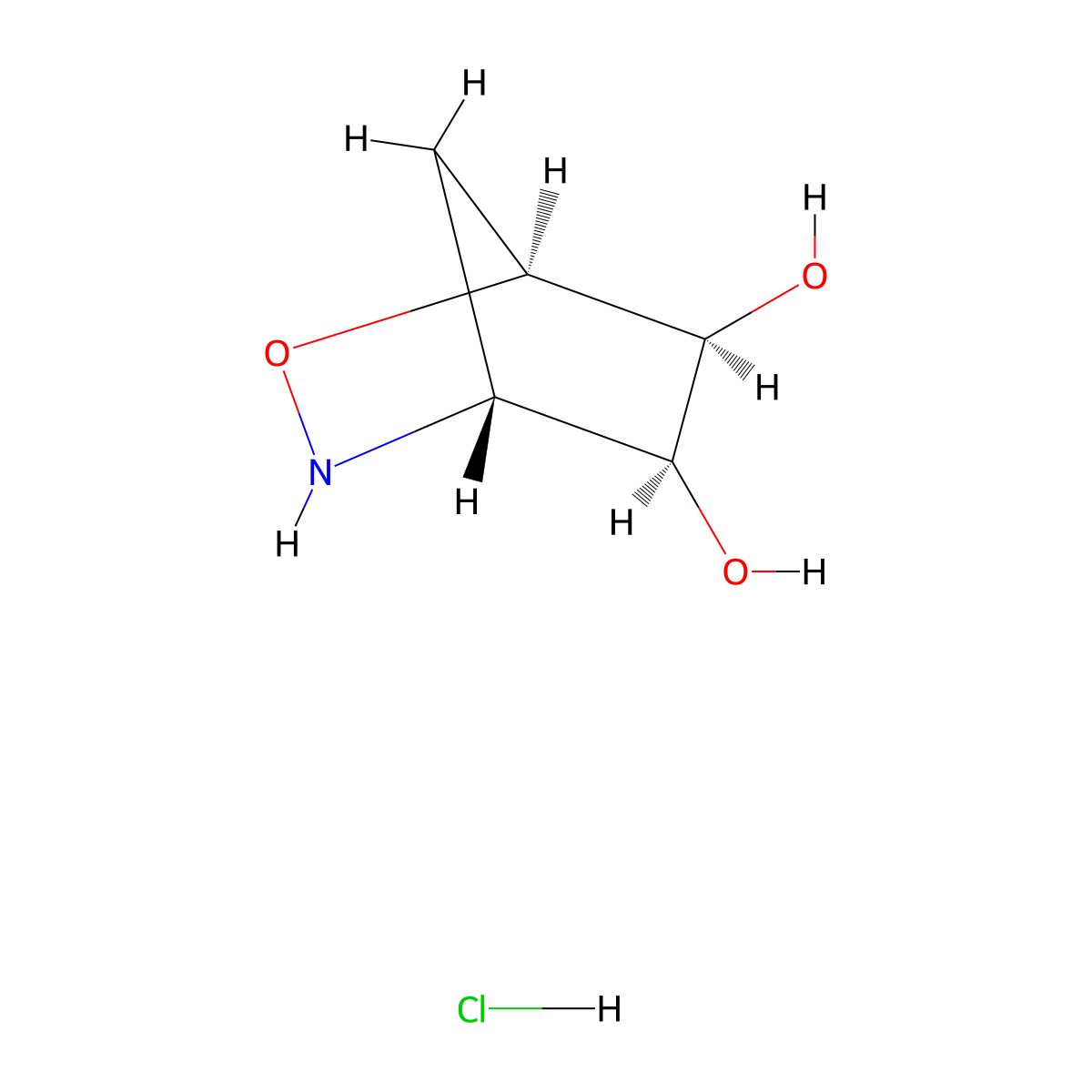 rac-(1R,4S,5R,6R)-2-oxa-3-azabicyclo(2.2.1)heptane-5,6-diol hydrochloride molecular structure, CAS 2740405-71-2