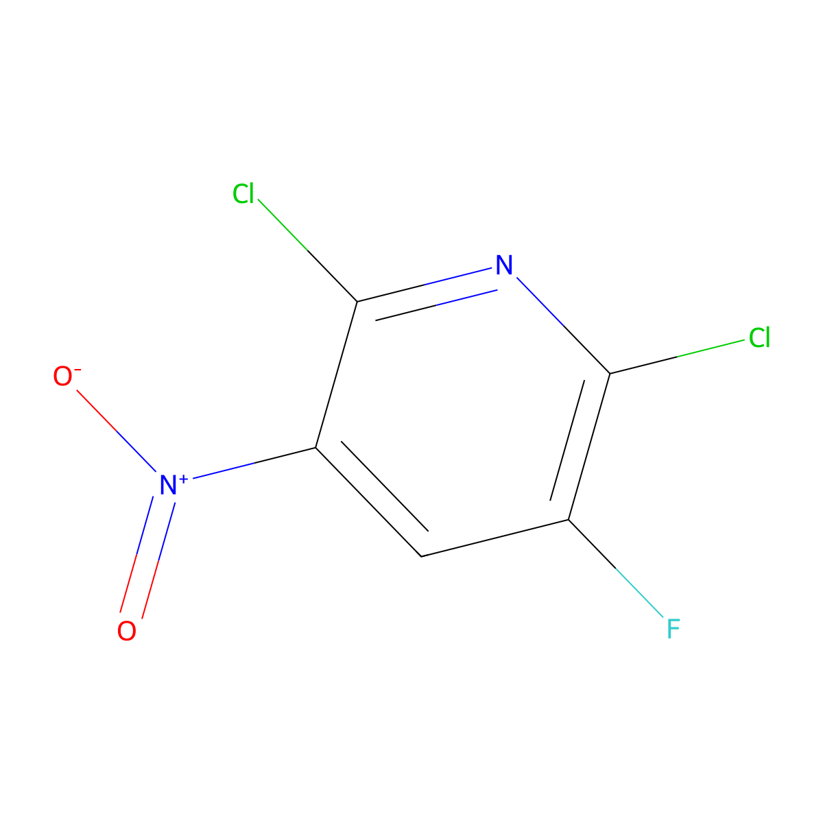 2,6-Dichloro-3-fluoro-5-nitropyridine molecular structure, CAS 2740411-96-3