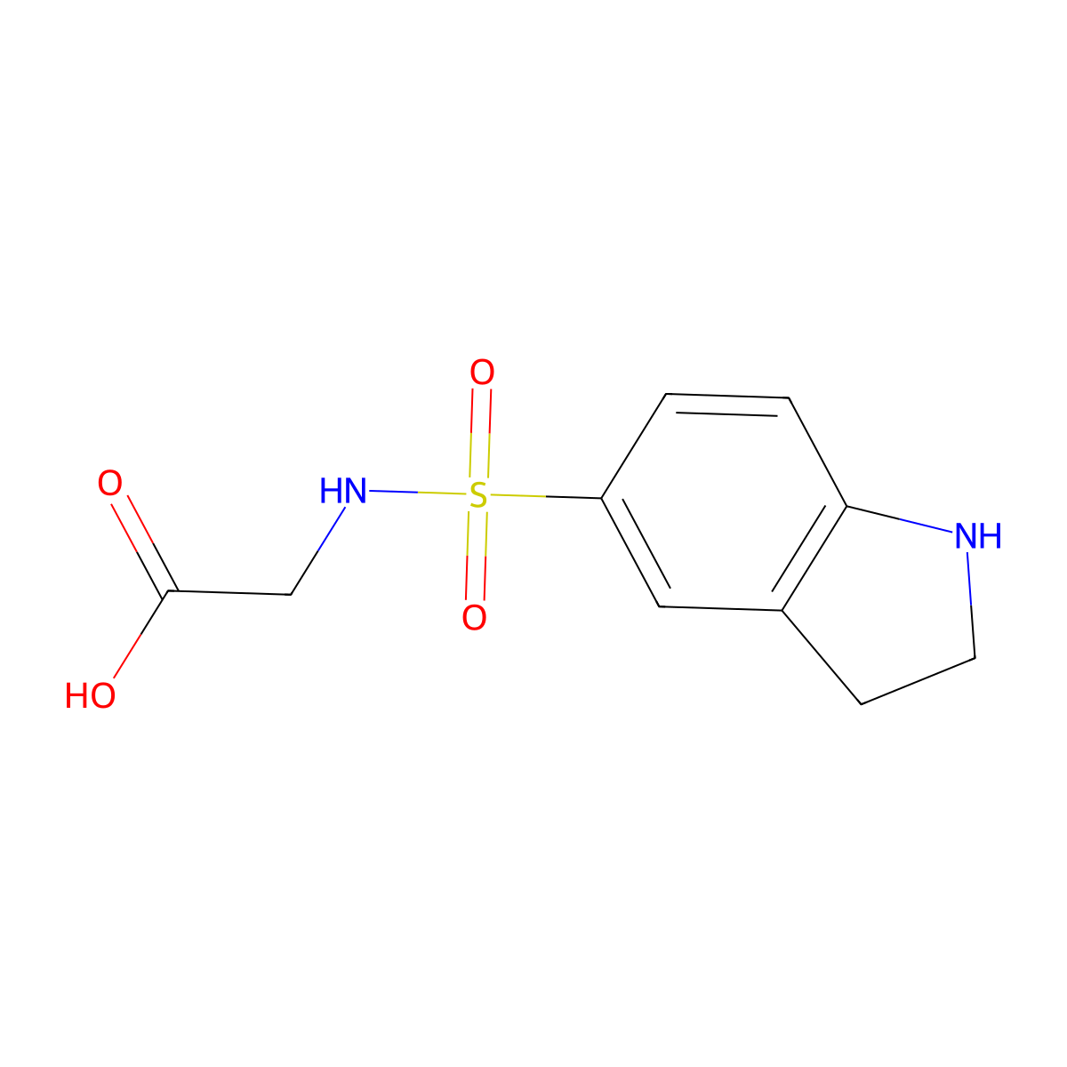 N-(2,3-dihydro-1H-indol-5-ylsulfonyl)glycine molecular structure, CAS 2740425-59-4