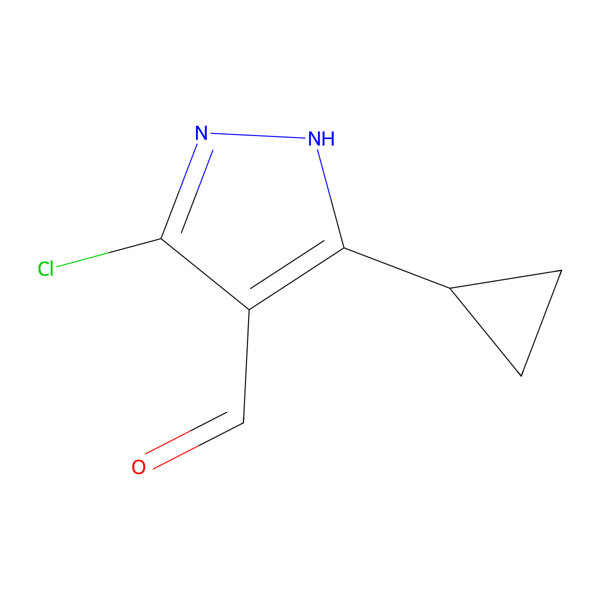 5-Chloro-3-cyclopropyl-1H-pyrazole-4-carbaldehyde molecular structure, CAS 2740505-58-0