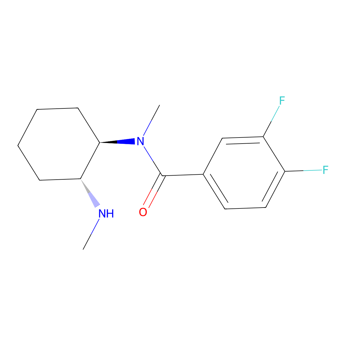 rel-3,4-Difluoro-N-methyl-N-[(1R,2R)-2-(methylamino)cyclohexyl]benzamide molecular structure, CAS 2740551-85-1