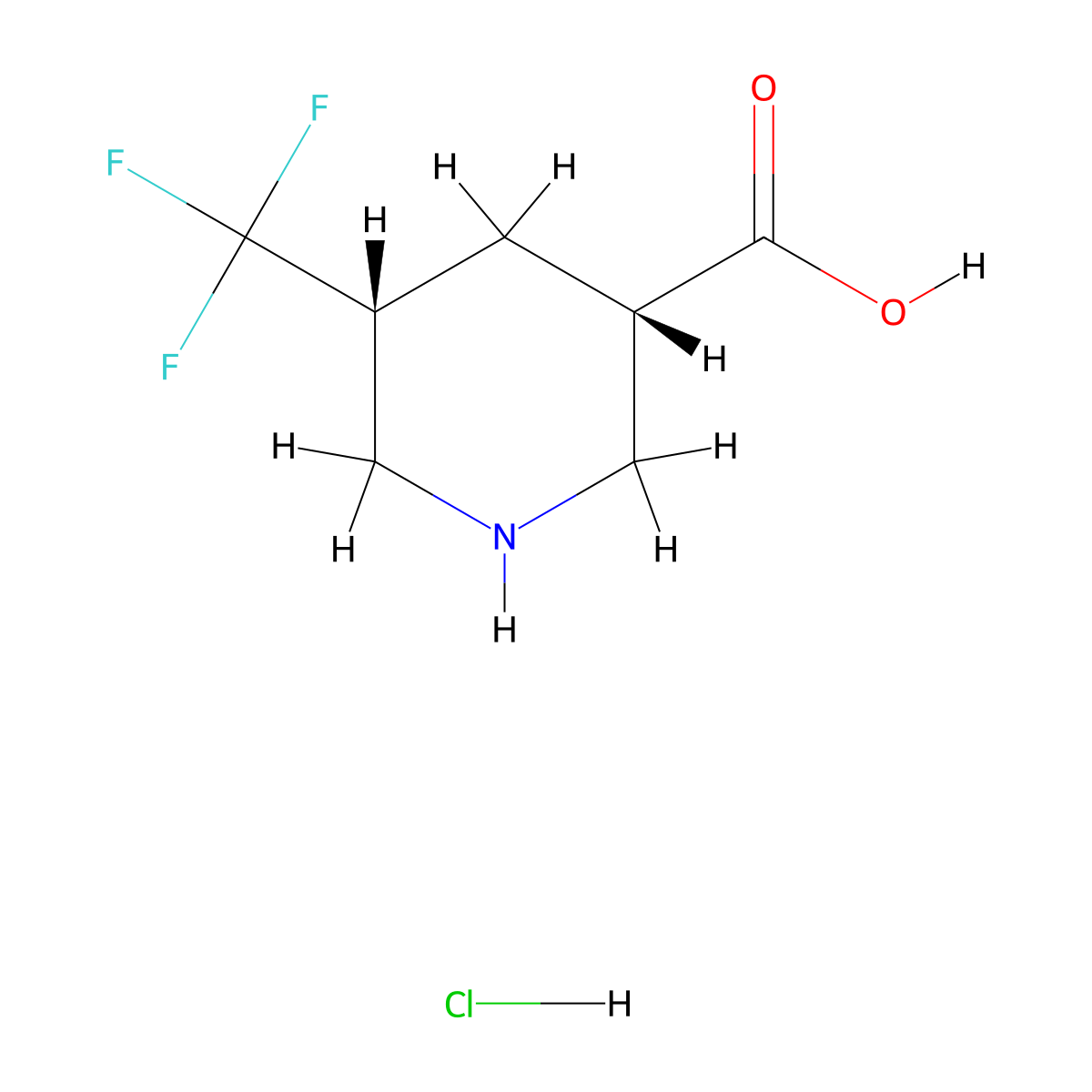 rac-(3R,5S)-5-(trifluoromethyl)piperidine-3-carboxylic acid hydrochloride molecular structure, CAS 2740559-33-3