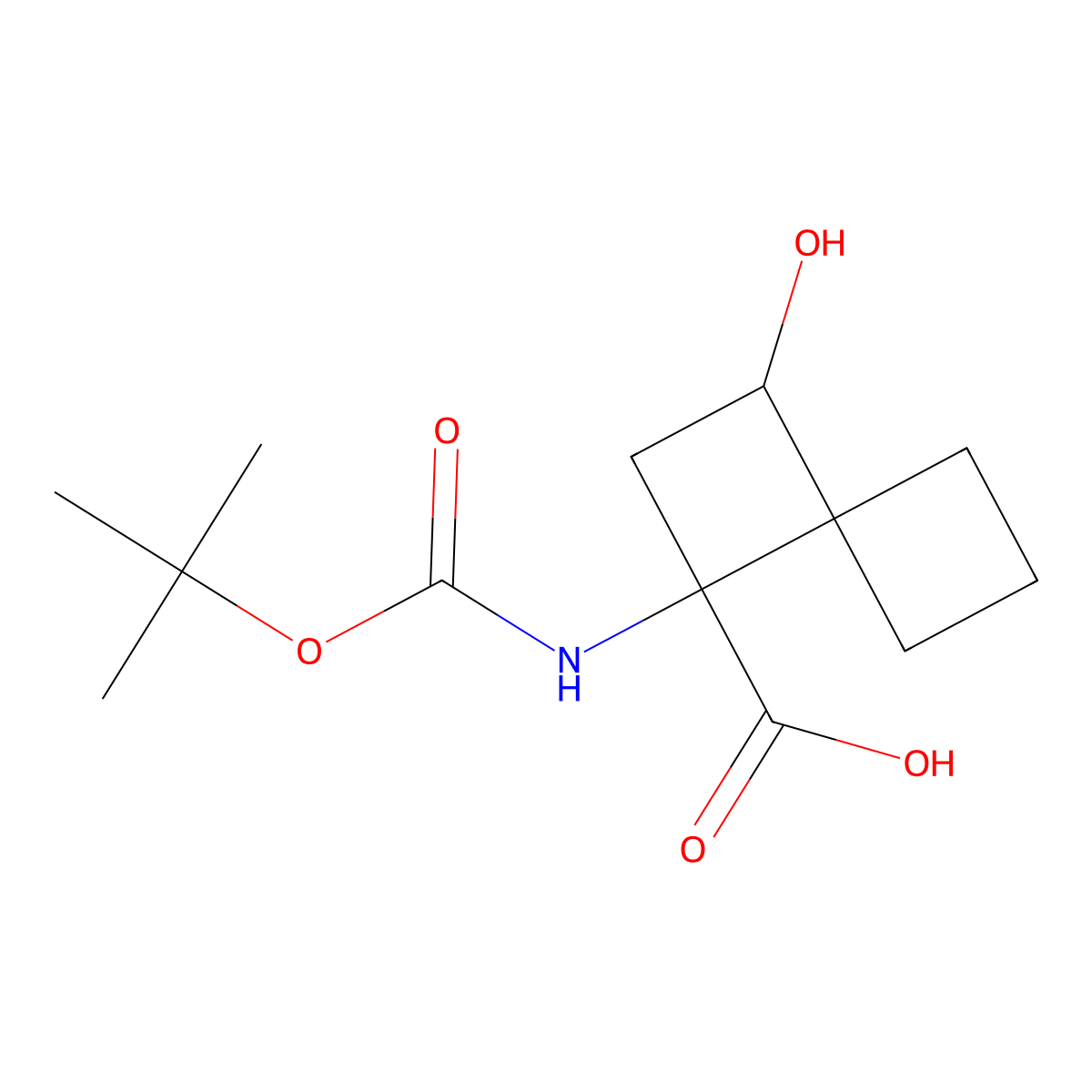 rac-(1R,3R)-1-{[(tert-butoxy)carbonyl]amino}-3-hydroxyspiro[3.3]heptane-1-carboxylic acid molecular structure, CAS 2740562-62-1