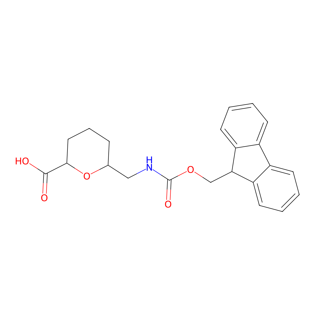 rac-(2R,6R)-6-[({[(9H-fluoren-9-yl)methoxy]carbonyl}amino)methyl]oxane-2-carboxylic acid molecular structure, CAS 2740562-64-3