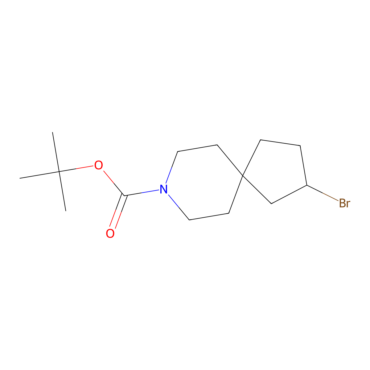 Tert-butyl 2-bromo-8-azaspiro[4.5]decane-8-carboxylate molecular structure, CAS 2740574-96-1