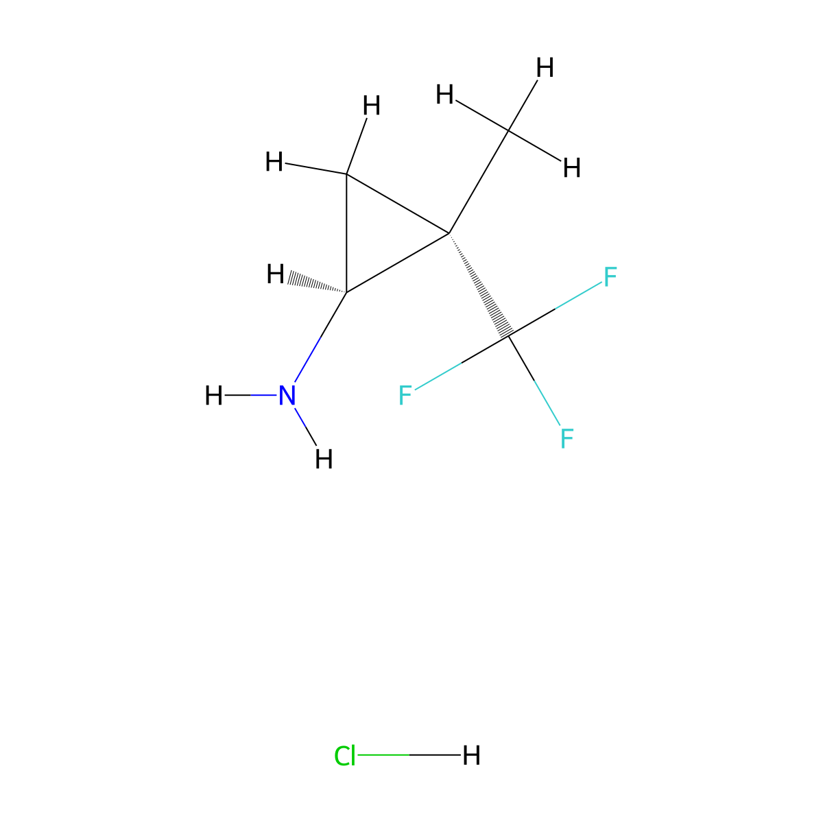rac-(1R,2R)-2-methyl-2-(trifluoromethyl)cyclopropan-1-amine hydrochloride molecular structure, CAS 2740591-84-6