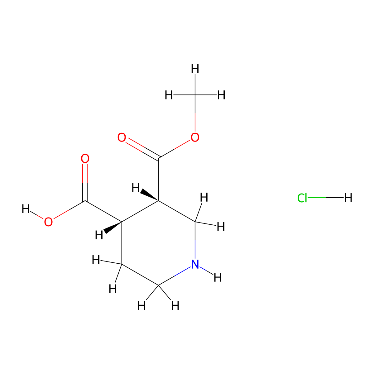 cis Piperidine-3,4-dicarboxylic acid-3-methyl ester hydrochloride molecular structure, CAS 2740592-12-3