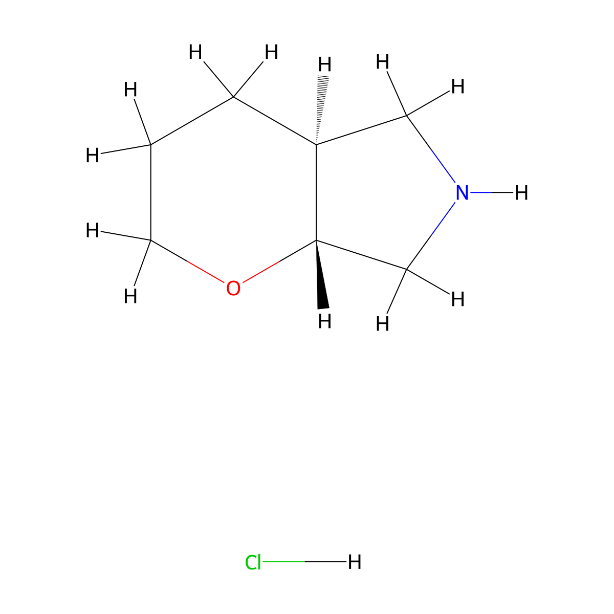 rac-(4aR,7aS)-octahydropyrano[2,3-c]pyrrole hydrochloride, trans molecular structure, CAS 2740592-15-6